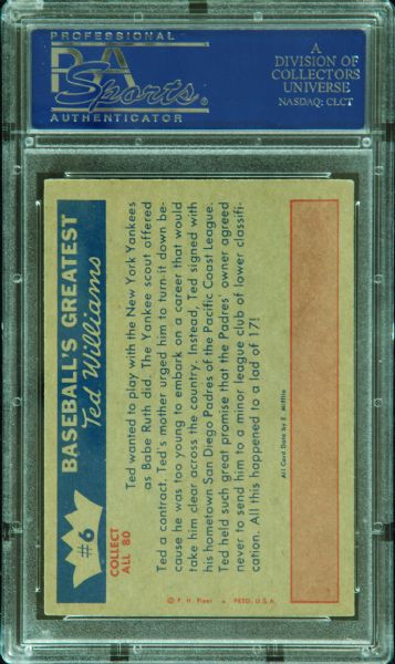 Ted Williams Signed 1959 Fleer Ted Turns Professional (PSA/DNA)