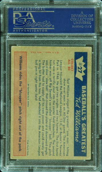 Ted Williams Signed 1959 Fleer One Man Show (PSA/DNA)