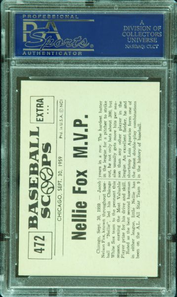 Nellie Fox Signed 1961 Nu-Card Scoops No. 472 (PSA/DNA)