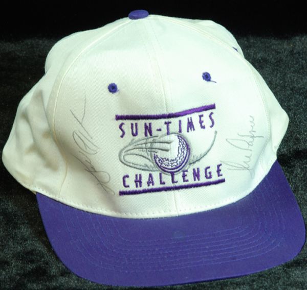 Walter Payton & John Paxson Signed Sun Times Challenge Cap