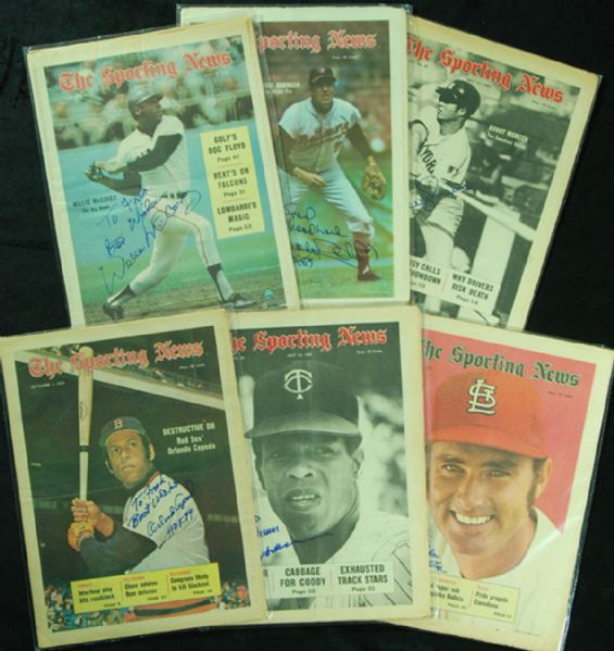 Signed Sporting News Hoard of 90 with HOFers