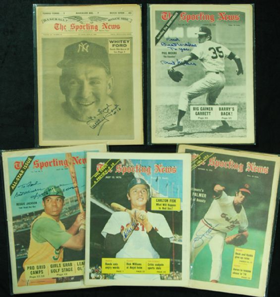 Signed Sporting News Hoard of 90 with HOFers