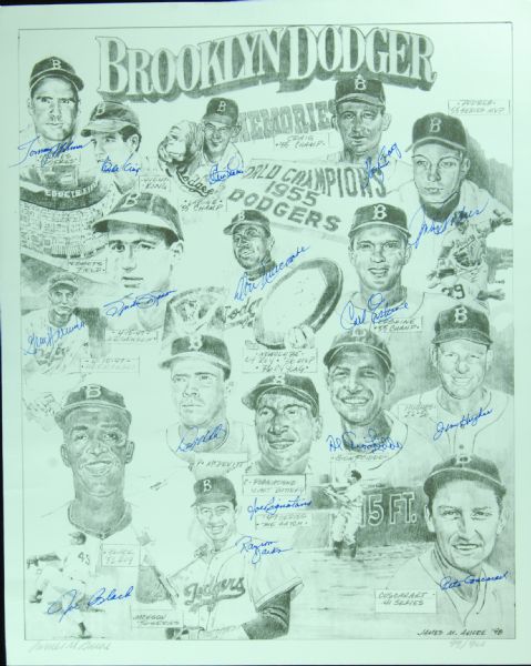 Brooklyn Dodgers Memories Multi-Signed Lithograph (16 Signatures)