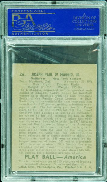 1939 Play Ball Joe DiMaggio No. 26 PSA 4 (VG/EX)