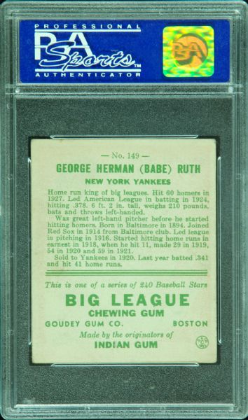 1933 Goudey Babe Ruth No. 149 PSA 4 (VG/EX)