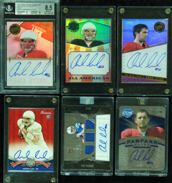 Andrew Luck Signed Rookie Cards lot of 6 with Panini, Bowman