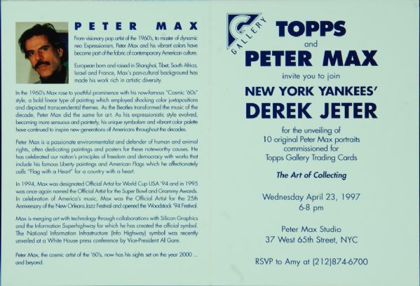 Derek Jeter Signed Peter Max Topps Invitation