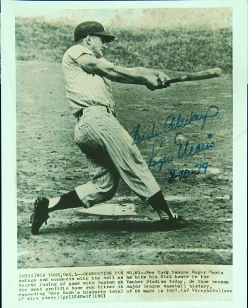 Roger Maris Signed 8x10 Photo Dated 8-10-79 (PSA/DNA)