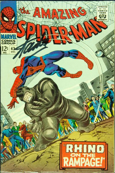Stan Lee Signed The Amazing Spiderman Comic (No. 43, 1966) (PSA/DNA)