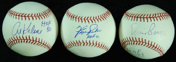 Ernie Banks, Al Kaline & Fergie Jenkins Single-Signed Baseballs (3)