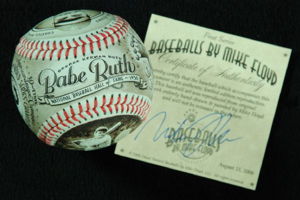 Mike Floyd Babe Ruth Hand-Painted Baseball (52/100)