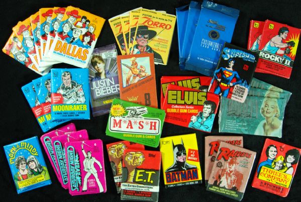 Non-Sport Unopened Wax Pack Collection (39) with Elvis, 1977 Zorro, ET, etc.