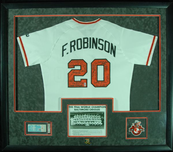 1966 Baltimore Orioles Reunion Multi-Signed Jersey Display (18 Signatures) (PSA/DNA)