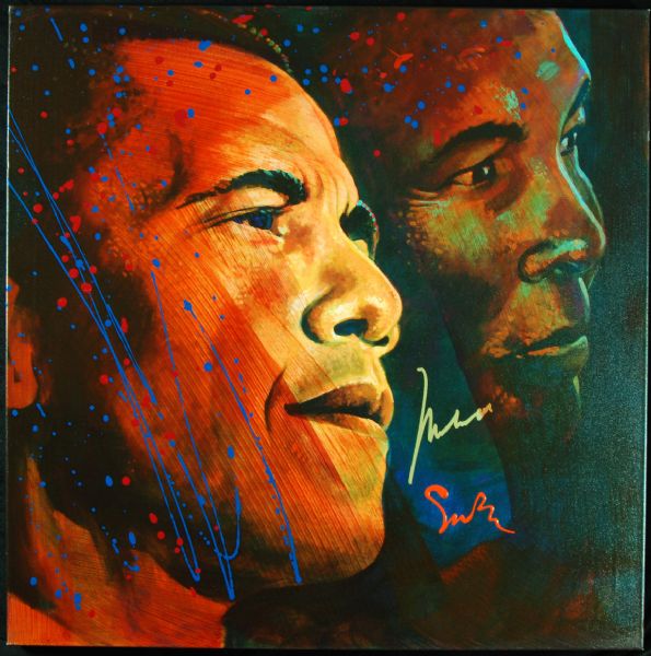 Muhammad Ali Signed Simon Bull Looking Into The Future Canvas Artwork (PSA/DNA)