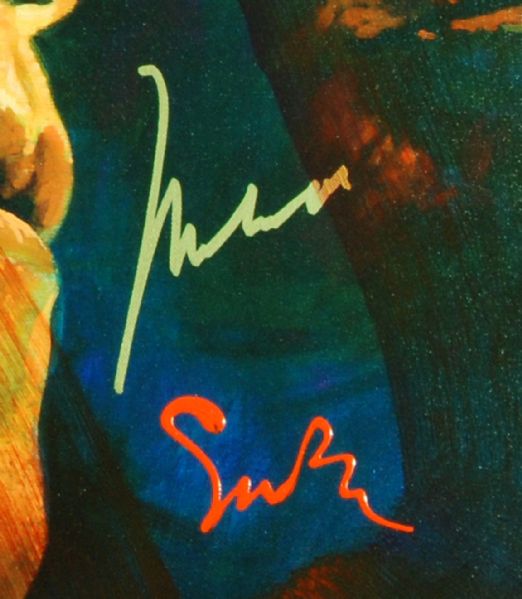 Muhammad Ali Signed Simon Bull Looking Into The Future Canvas Artwork (PSA/DNA)