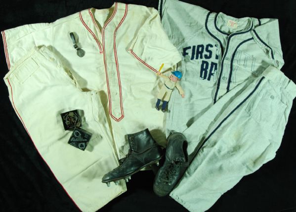 Vintage Store Model Baseball Uniforms (2) & Cleats