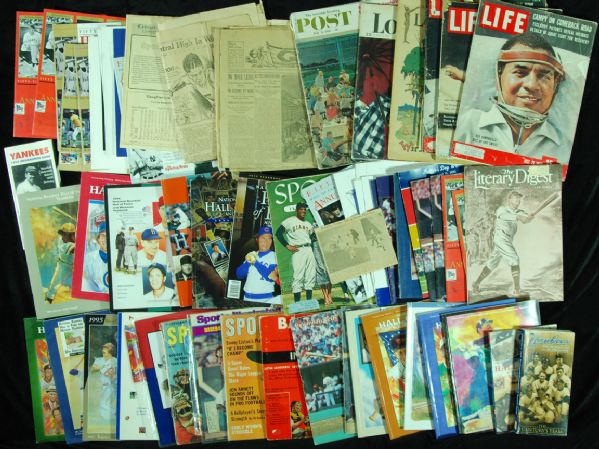 Vintage Baseball Publications Collection of 50 with Babe Ruth, Mickey Mantle, HOF