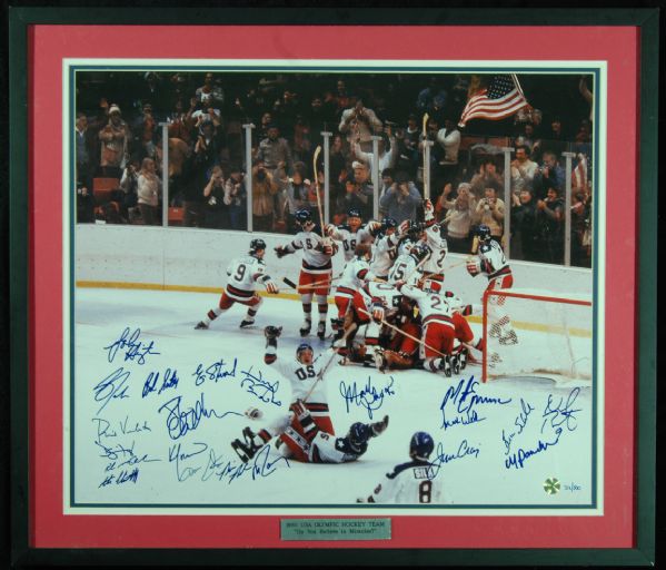 Miracle On Ice 1980 USA Hockey Team-Signed Signed 16x20 Photo (20 Signatures) with Herb Brooks (PSA/DNA)