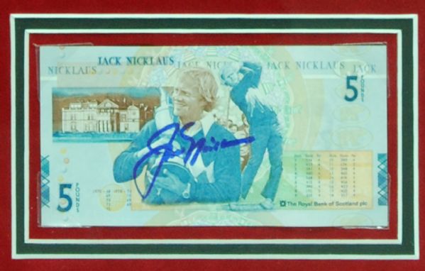 Jack Nicklaus Signed 5-Pound Note & Photo Display