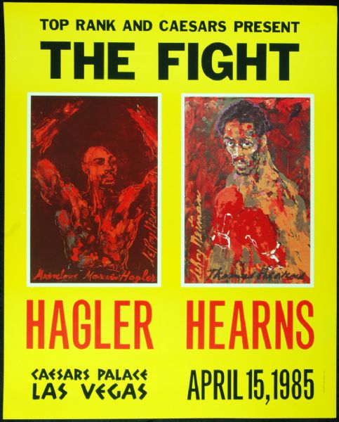 Marvin Hagler vs. Thomas Hearns Original LeRoy Nieman Fight Poster