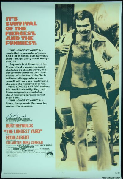 Burt Reynolds Signed The Longest Yard Movie Poster (PSA/DNA)