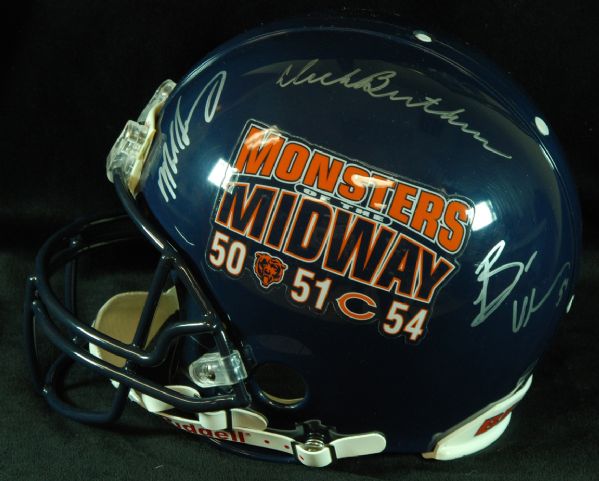 Dick Butkus, Mike Singletary & Brian Urlacher Signed Monsters of the Midway Helmet