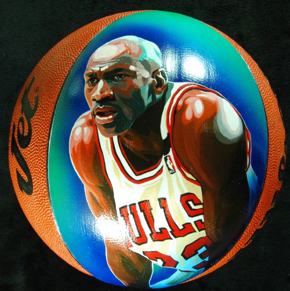 Michael Jordan Hand-Painted Basketball by Yuri Liaboh