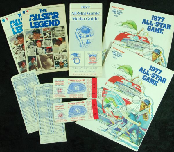 1977 MLB All-Star Game Group of 9 with Programs, Tickets, Media Guide