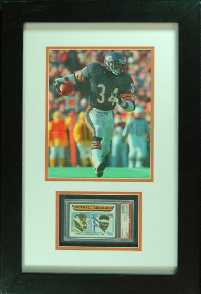 Walter Payton Signed Topps Card/Canvas Framed Display