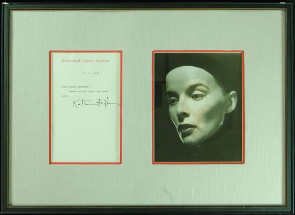 Katharine Hepburn Signed Letter & Photo Display