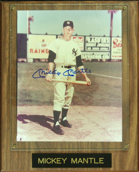 Mickey Mantle Signed 8x10 Photo Plaque