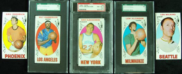 1969-70 Topps Basketball lot of 5 with Lew Alcindor, Chamberlain