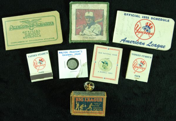 Vintage Baseball Oddball Collection (8 items) with Walter Johnson