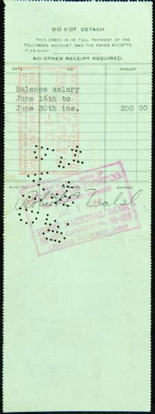 Jack Ruppert & Ed Barrow Signed Yankees Payroll Check (1930)