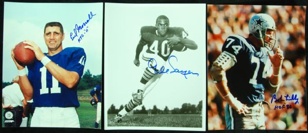 Gale Sayers, Earl Morrall & Bob Lilly Signed 8x10 Photos (3)