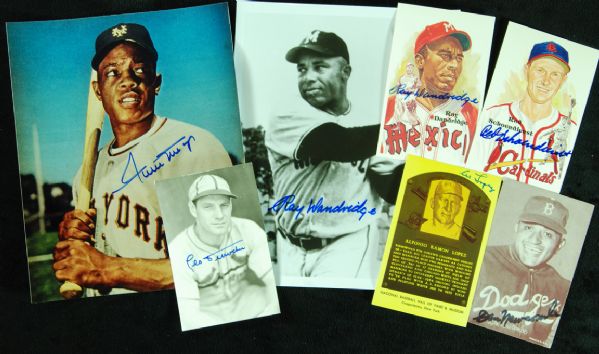 HOFer Signed Photos lot of 7 with Willie Mays, Leo Durocher