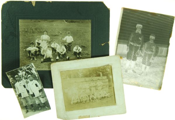 Trio of Early 1900s Baseballs Photos (3) with Glass Negative