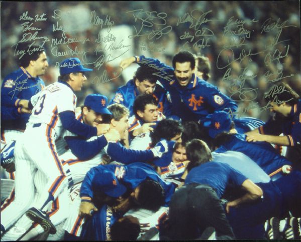 1986 New York Mets Team-Signed 16x20 Photo (35 Signatures) (JSA)