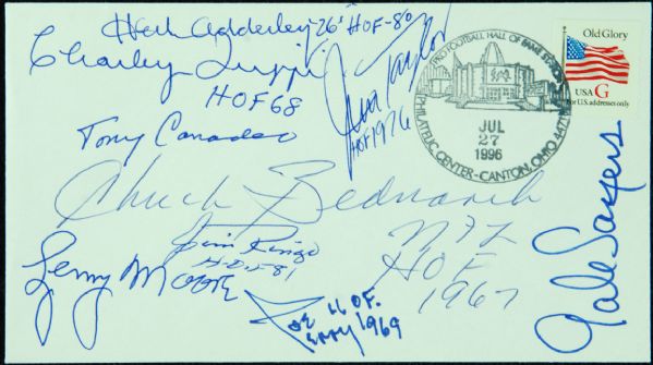 Football HOFer Signed First Day Cover (9 Signatures)