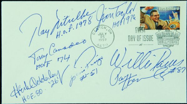 Green Bay Packers HOFer Signed First Day Cover (7 Signatures)