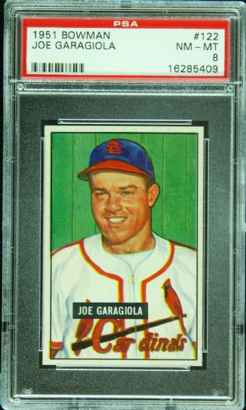 1951 Bowman Joe Garagiola No. 122 PSA 8