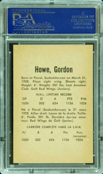 1962 Parkhurst Hockey Gordie Howe No. 30 PSA 7