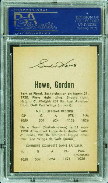 1962 Parkhurst Hockey Gordie Howe No. 31 PSA 7
