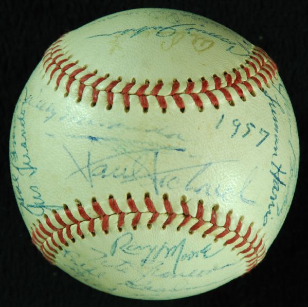 1957 Baltimore Orioles Team-Signed Baseball (28 Signatures)