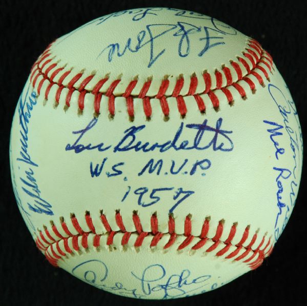 1957 Milwaukee Braves World Champs Team-Signed Baseball (19 Signatures)
