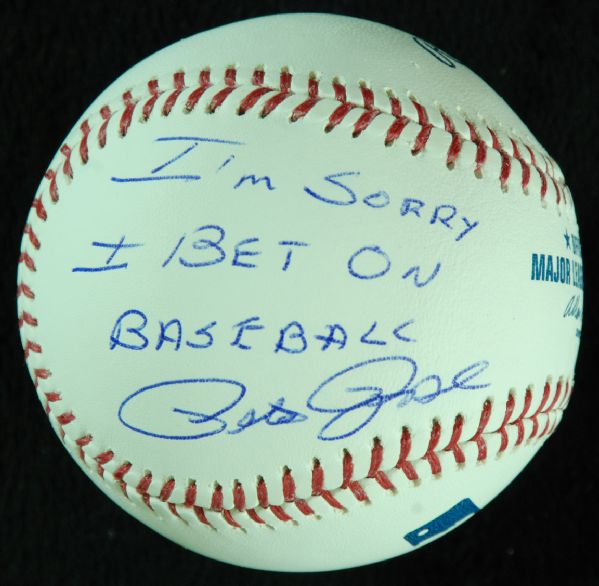 Pete Rose Single-Signed OML Baseball I'm Sorry I Bet On Baseball (PSA/DNA)
