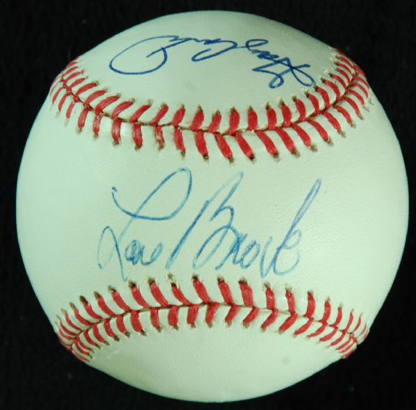Gary Carter & Lou Brock Signed ONL Baseball (JSA)