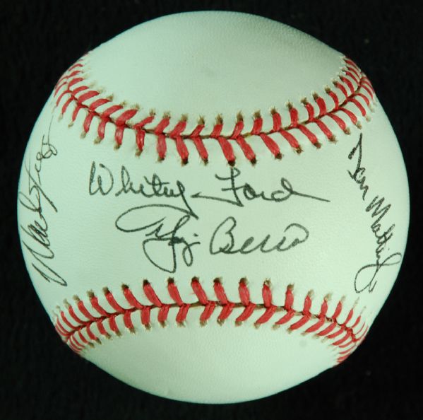 Yankees Greats Signed Baseball (4) with Ford, Berra, Boggs & Mattingly (JSA)