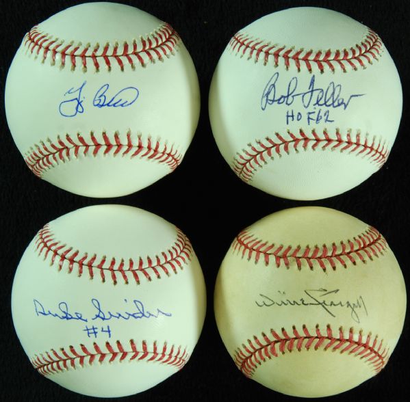 HOFer Single-Signed Baseballs (4) with Stargell, Berra, Snider, Feller