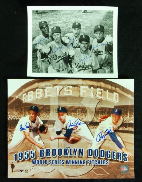 Brooklyn Dodgers Signed Photos (2) (8 Signatures)